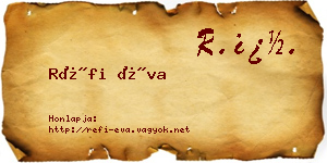 Réfi Éva névjegykártya